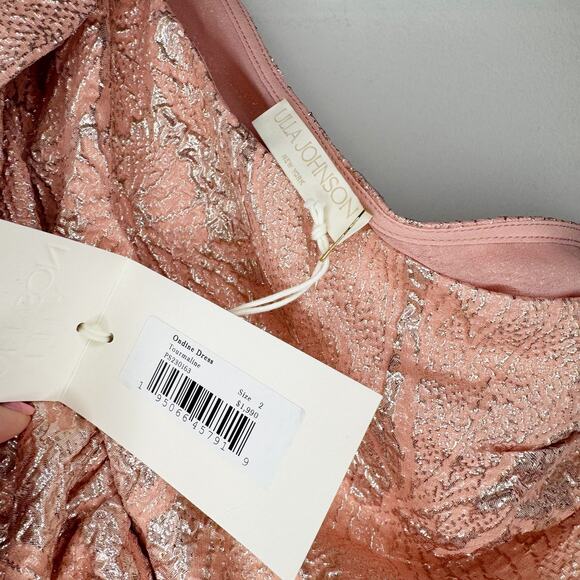 Ulla Johnson Ondine Pink Gold Tourmaline Metallic Rare Long Ruffle Gown 2 - NWT - Picture 4 of 7